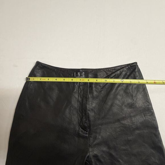 INC International Petite Size 4P Genuine Leather Boot Cut Pants Biker Flared Leg - Picture 11 of 11